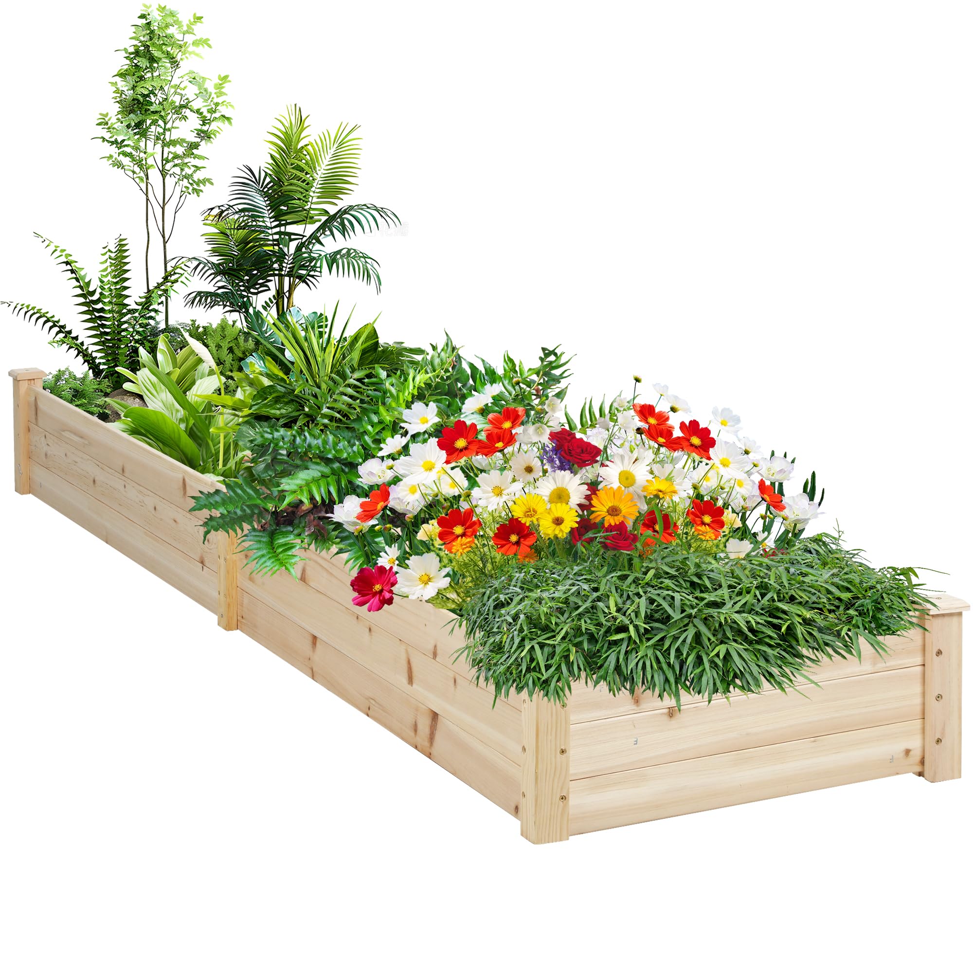 Amazon.com: Brightpeak 8 FT Outdoor Wooden Raised Garden Bed